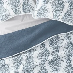 Kirkland's Home Quilts-Blue Damask Reversible 3-Pc. King Quilt Set