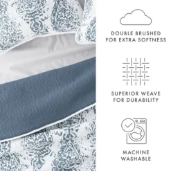 Kirkland's Home Quilts-Blue Damask Reversible 3-Pc. King Quilt Set