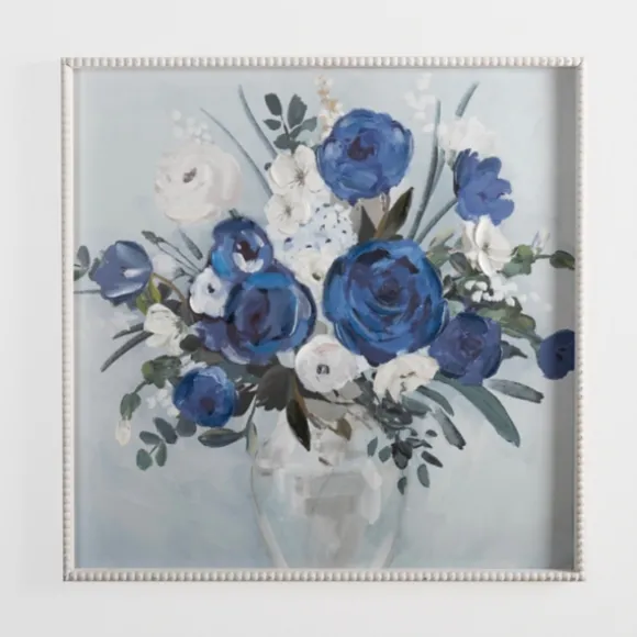 Kirkland's Home Framed Art-Blue Floral Beaded Framed Art Print