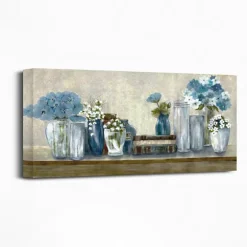 Kirkland's Home Canvas Art-Blue Floral Desk Giclee Canvas Print, 40X20 In.