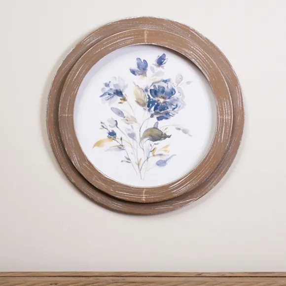 Kirkland's Home Framed Art-Blue Florals I Round Framed Art