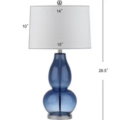 Kirkland's Home Table Lamps-Blue Glass Hourglass Table Lamps, Set Of 2