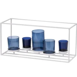 Kirkland's Home Candle Holders-Blue Glass Open Frame Candle Runner