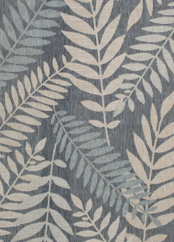 Kirkland's Home Outdoor Rugs-Blue Malibu Leafy Outdoor Area Rug, 7X10