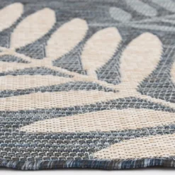 Kirkland's Home Outdoor Rugs-Blue Malibu Leafy Outdoor Area Rug, 7X10