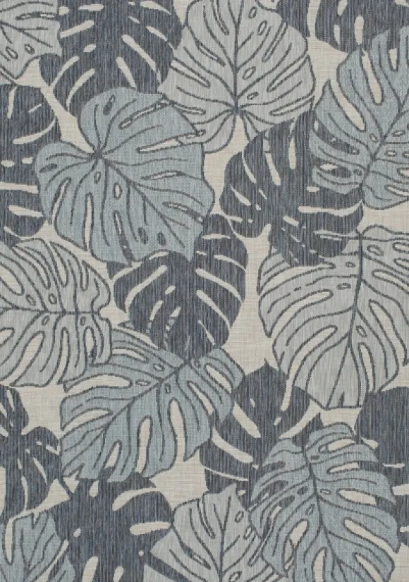 Kirkland's Home Outdoor Rugs-Blue Malibu Monstera Outdoor Area Rug, 7X9