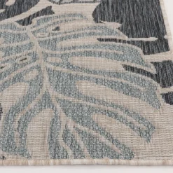 Kirkland's Home Outdoor Rugs-Blue Malibu Monstera Outdoor Area Rug, 7X9