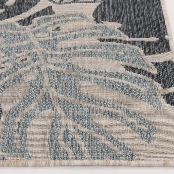 Kirkland's Home Outdoor Rugs-Blue Malibu Monstera Outdoor Area Rug, 7X9
