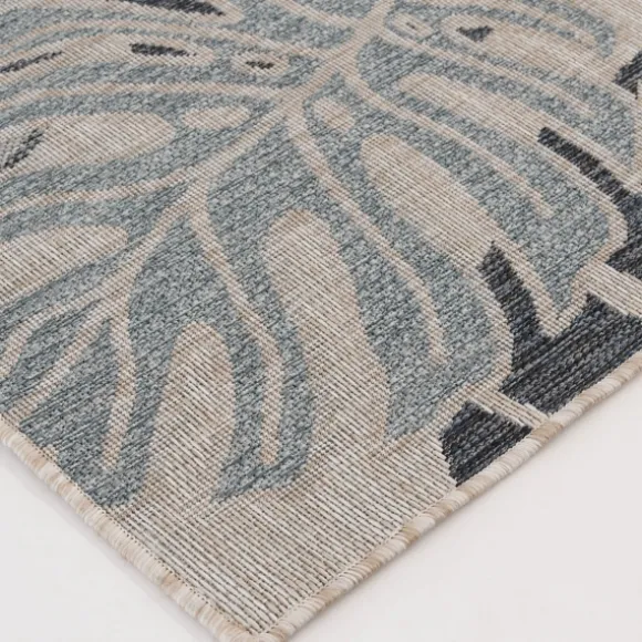 Kirkland's Home Outdoor Rugs-Blue Malibu Monstera Outdoor Area Rug, 7X9
