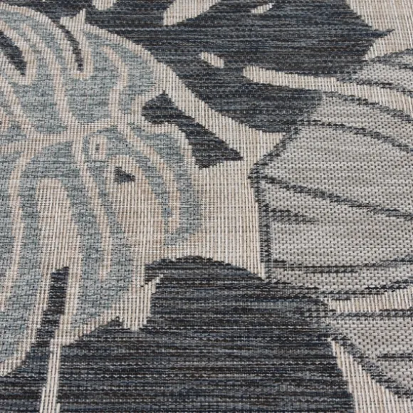 Kirkland's Home Outdoor Rugs-Blue Malibu Monstera Outdoor Area Rug, 7X9