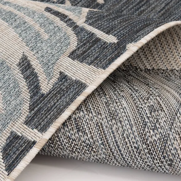 Kirkland's Home Outdoor Rugs-Blue Malibu Monstera Outdoor Area Rug, 7X9