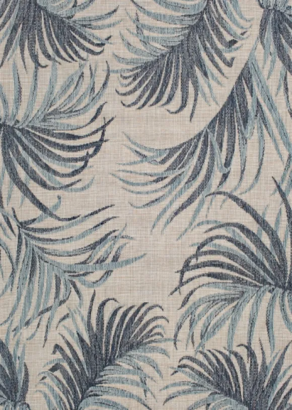 Kirkland's Home Outdoor Rugs-Blue Malibu Palms Outdoor Area Rug, 7X9