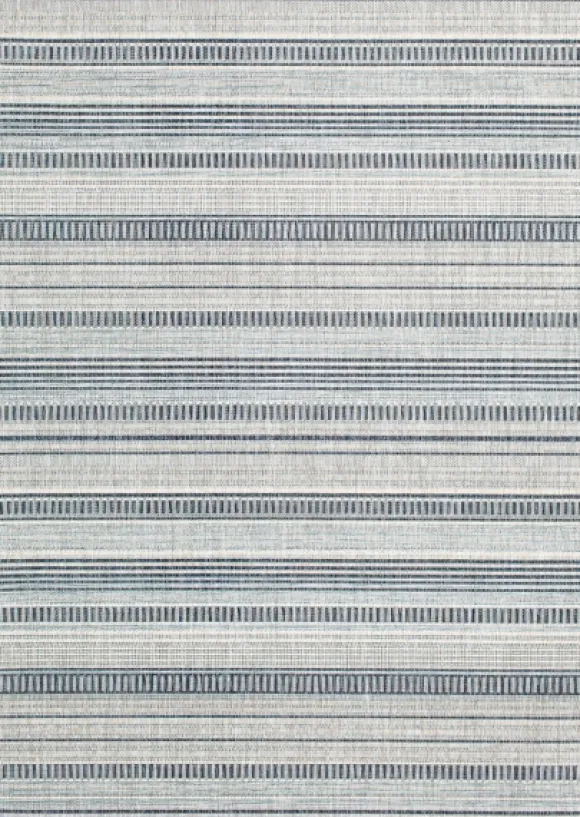 Kirkland's Home Outdoor Rugs-Blue Malibu Stripes Outdoor Area Rug, 7X10