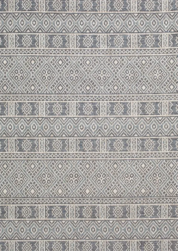 Kirkland's Home Outdoor Rugs-Blue Malibu Tribal Outdoor Area Rug, 7X9