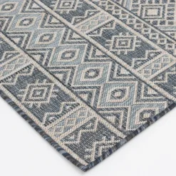Kirkland's Home Outdoor Rugs-Blue Malibu Tribal Outdoor Area Rug, 7X9
