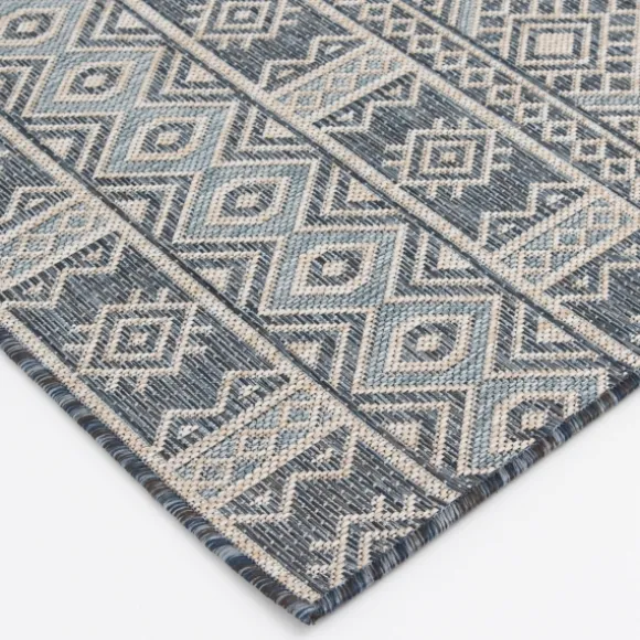 Kirkland's Home Outdoor Rugs-Blue Malibu Tribal Outdoor Area Rug, 7X9