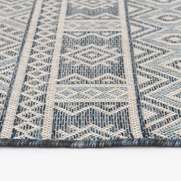 Kirkland's Home Outdoor Rugs-Blue Malibu Tribal Outdoor Area Rug, 7X9