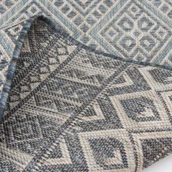 Kirkland's Home Outdoor Rugs-Blue Malibu Tribal Outdoor Area Rug, 7X9