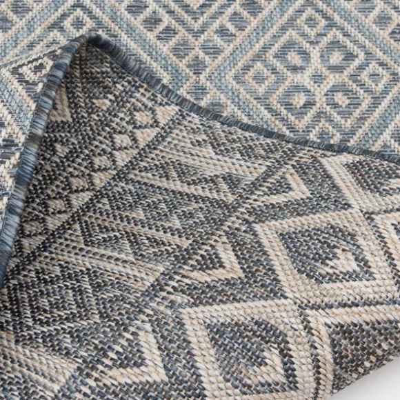 Kirkland's Home Outdoor Rugs-Blue Malibu Tribal Outdoor Area Rug, 7X9