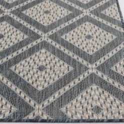 Kirkland's Home Outdoor Rugs-Blue Malibu Woven Diamond Outdoor Area Rug, 7X9