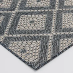 Kirkland's Home Outdoor Rugs-Blue Malibu Woven Diamond Outdoor Area Rug, 7X9