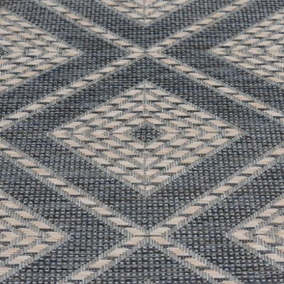 Kirkland's Home Outdoor Rugs-Blue Malibu Woven Diamond Outdoor Area Rug, 7X9