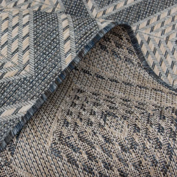 Kirkland's Home Outdoor Rugs-Blue Malibu Woven Diamond Outdoor Area Rug, 7X9