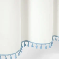 Kirkland's Home Shower Curtains-Blue Melora Tasseled Border Shower Curtain