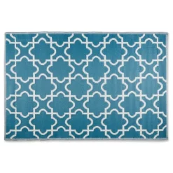 Kirkland's Home Outdoor Rugs-Blue Moroccan Trellis Outdoor Area Rug, 4X6