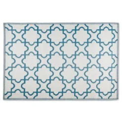 Kirkland's Home Outdoor Rugs-Blue Moroccan Trellis Outdoor Area Rug, 4X6
