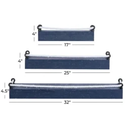 Kirkland's Home Shelves-Blue Nautical 3-Pc. Wood Shelves