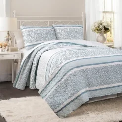 Kirkland's Home Quilts-Blue Nisha Floral Full/Queen 3-Pc. Quilt Set