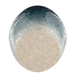 Kirkland's Home Accent & End Tables-Blue Ombre Mosaic Capiz Shell Drum End Table