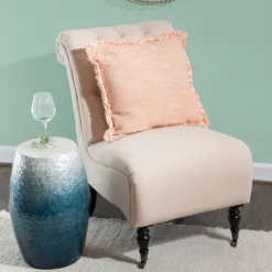 Kirkland's Home Accent & End Tables-Blue Ombre Mosaic Capiz Shell Drum End Table