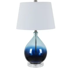 Kirkland's Home Table Lamps-Blue Ombre Teardrop Glass Table Lamp
