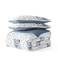 Kirkland's Home Quilts-Blue Patchwork Reversible 3-Pc. Queen Quilt Set