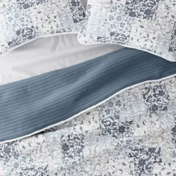 Kirkland's Home Quilts-Blue Patchwork Reversible 3-Pc. King Quilt Set