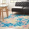 Kirkland's Home Outdoor Rugs-Blue Poppies Floral Outdoor Area Rug, 5X7