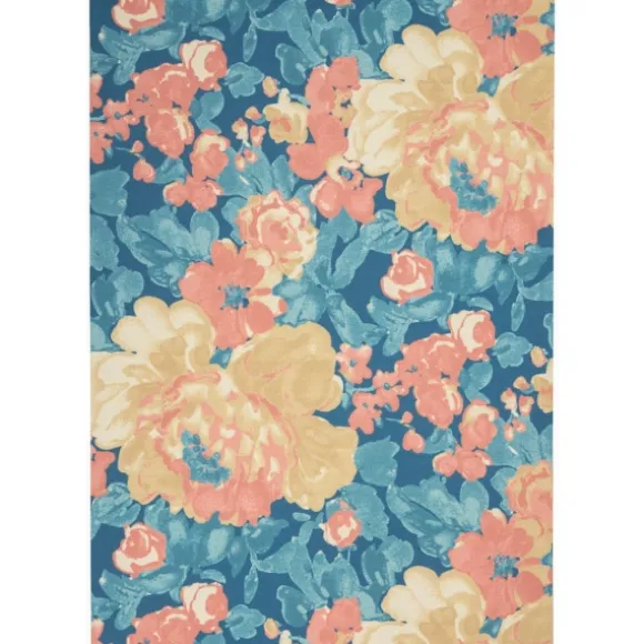 Kirkland's Home Outdoor Rugs-Blue Poppies Floral Outdoor Area Rug, 5X7