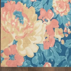 Kirkland's Home Outdoor Rugs-Blue Poppies Floral Outdoor Area Rug, 5X7