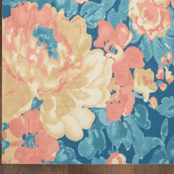 Kirkland's Home Outdoor Rugs-Blue Poppies Floral Outdoor Area Rug, 5X7