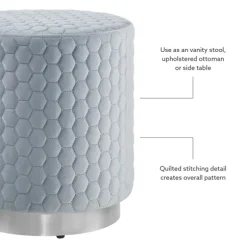 Kirkland's Home Benches & Ottomans-Blue Quilted Honeycomb Ottoman