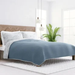 Kirkland's Home Quilts-Blue Scalloped Reversible 3-Pc. Queen Quilt Set