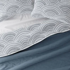 Kirkland's Home Quilts-Blue Scalloped Reversible 3-Pc. Queen Quilt Set