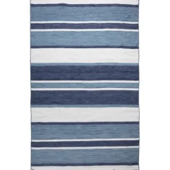 Kirkland's Home Outdoor Rugs-Blue Shades Striped Indoor/Outdoor Area Rug, 7X9