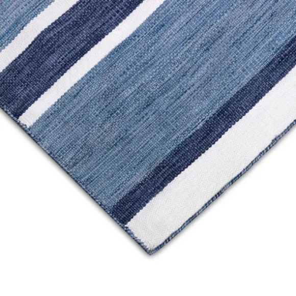 Kirkland's Home Outdoor Rugs-Blue Shades Striped Indoor/Outdoor Area Rug, 7X9