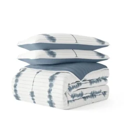 Kirkland's Home Quilts-Blue Shibori Reversible 3-Pc. King Quilt Set