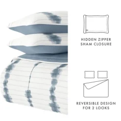 Kirkland's Home Quilts-Blue Shibori Reversible 3-Pc. King Quilt Set