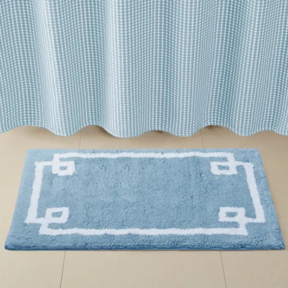 Kirkland's Home Bathroom Rugs-Blue Simple Trim Cotton Tufted Bath Mat, 30 In.
