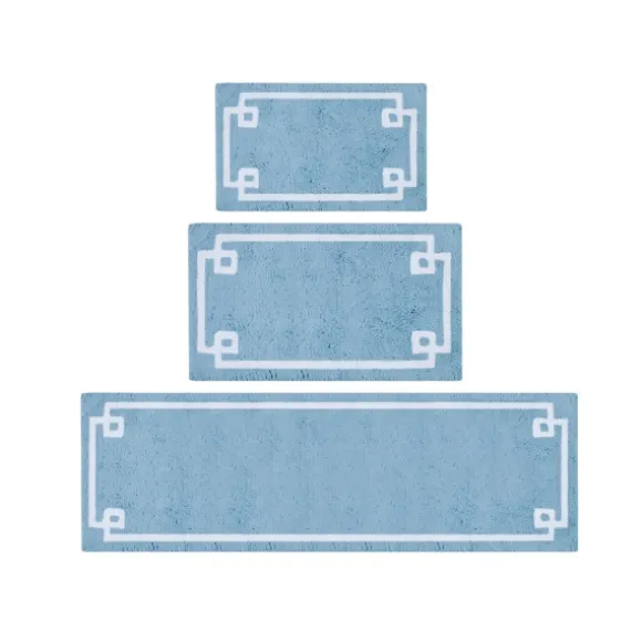 Kirkland's Home Bathroom Rugs-Blue Simple Trim Cotton Tufted Bath Mat, 30 In.